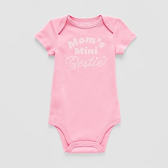 Okie Dokie Baby Girls Round Neck Short Sleeve Rib Bodysuit