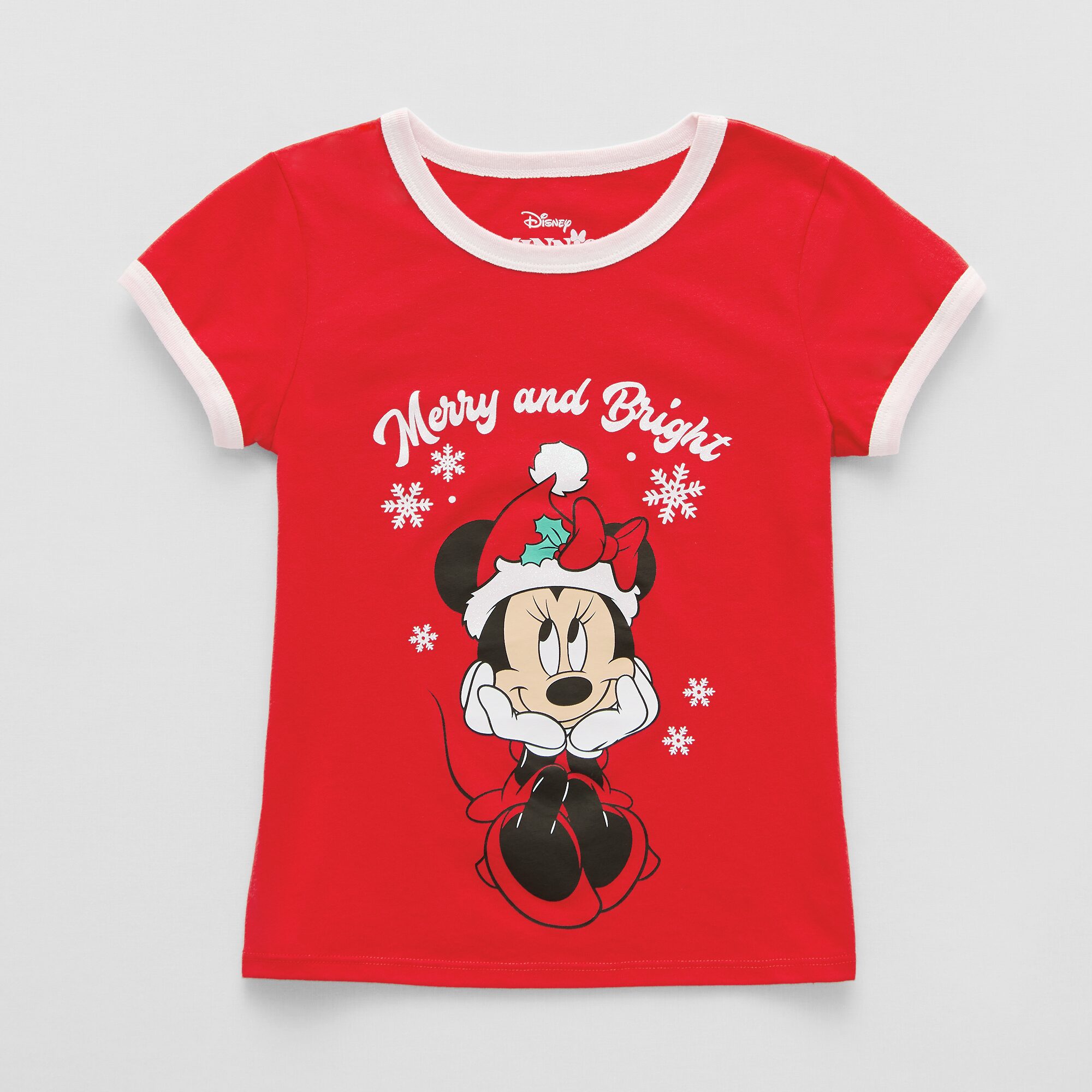 Little & Big Kid Girls Crew Neck Short Sleeve Regular Fit Minnie Mouse Graphic T-Shirt