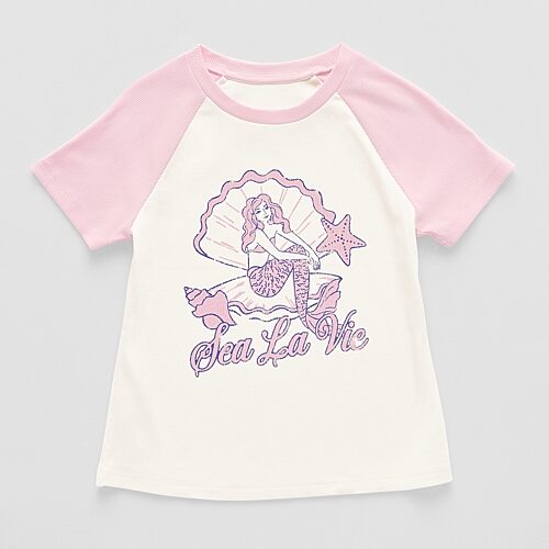 Thereabouts Little & Big Kid Girls Round Neck Short Sleeve T-Shirt, Small (7-8), Pink