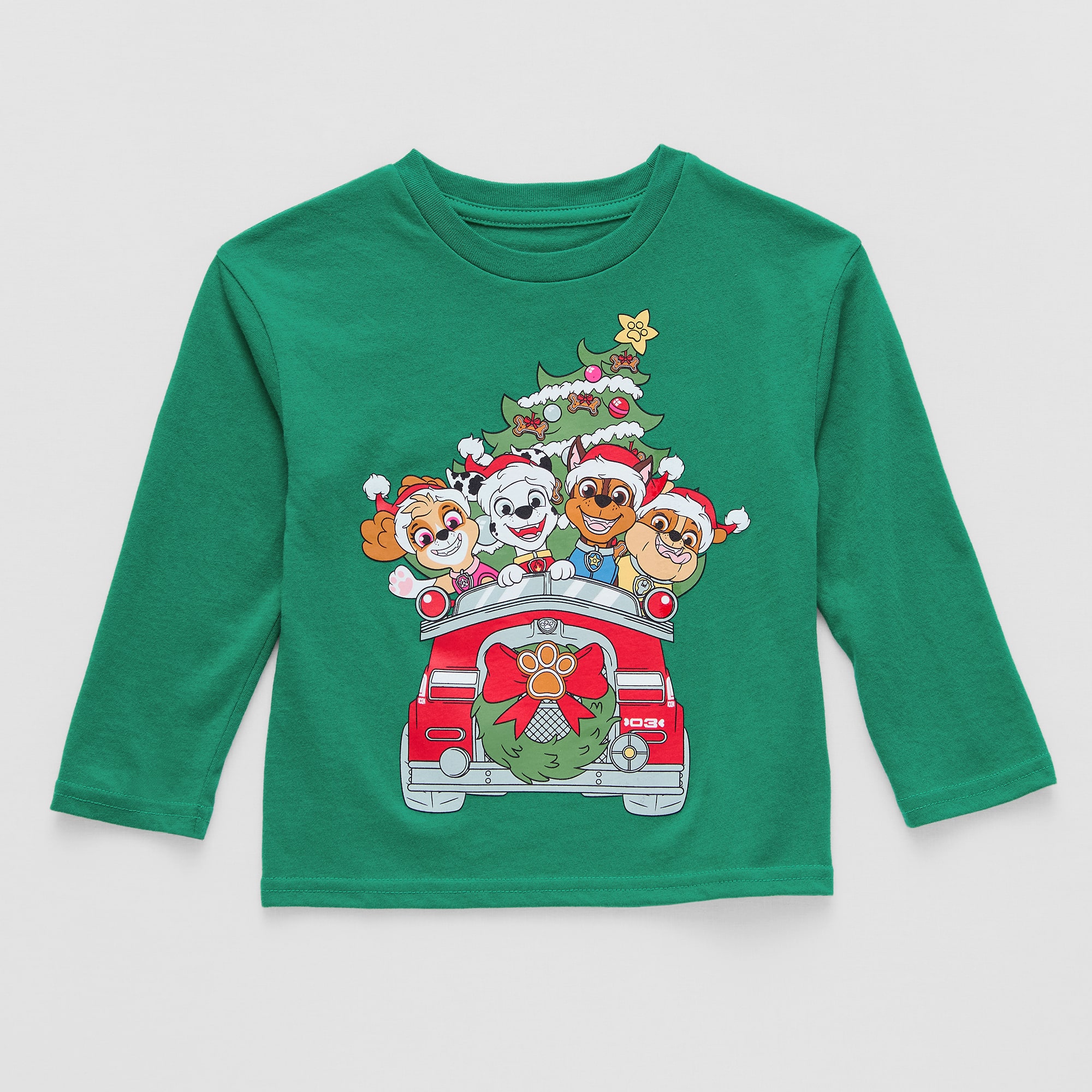 Toddler Boys Crew Neck Long Sleeve Regular Fit Paw Patrol Graphic T-Shirt