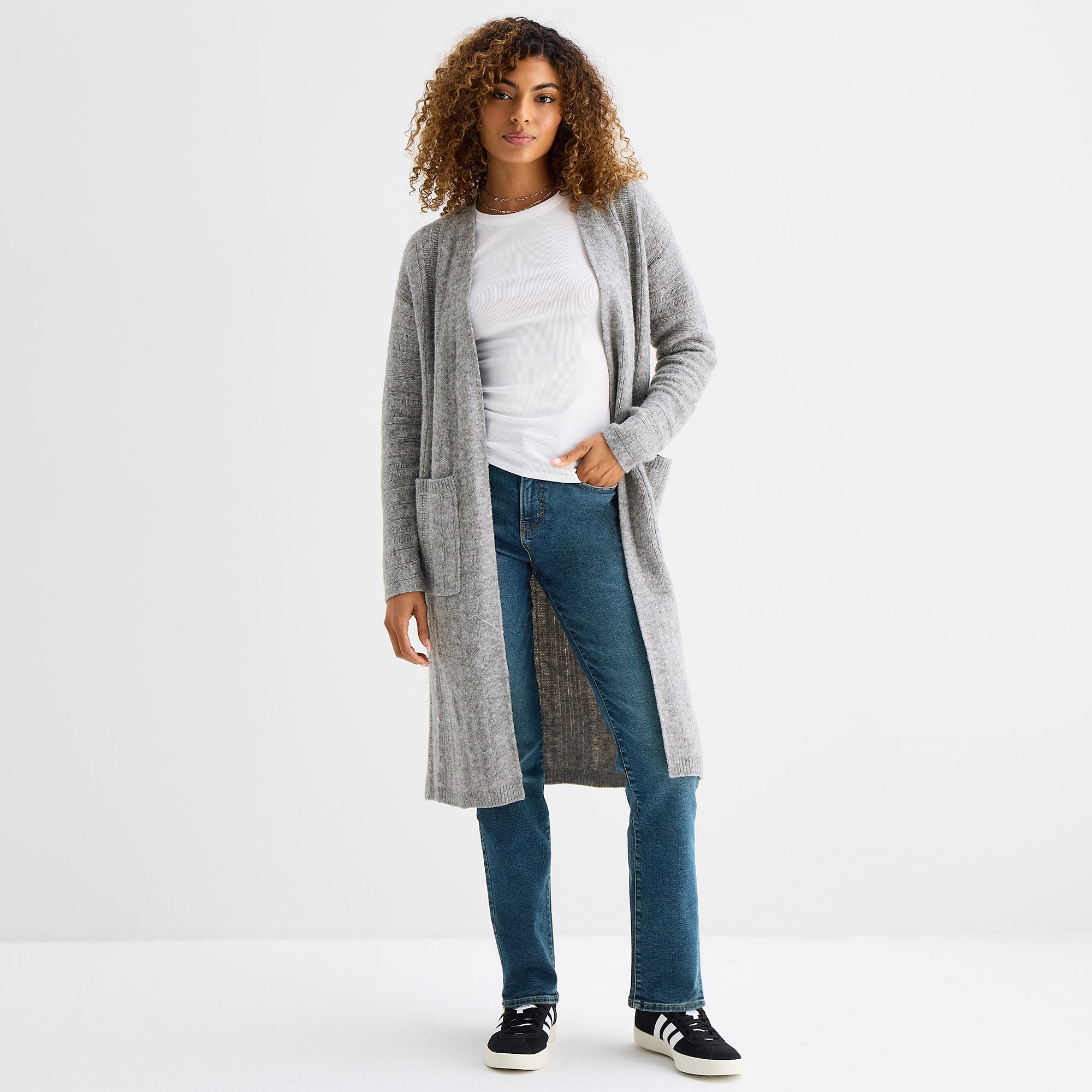 A.N.A Womens Long Sleeve Open Front Cardigan