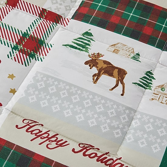 Linery Reversible Down Alternative Christmas Sham Set And Reversible Comforter Set