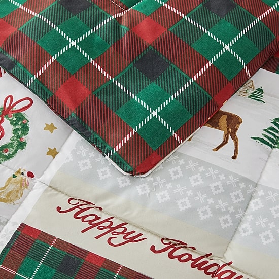 Linery Reversible Down Alternative Christmas Sham Set And Reversible Comforter Set