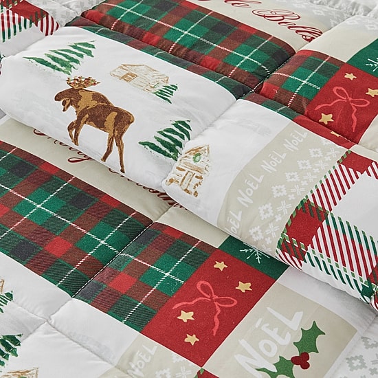 Linery Reversible Down Alternative Christmas Sham Set And Reversible Comforter Set