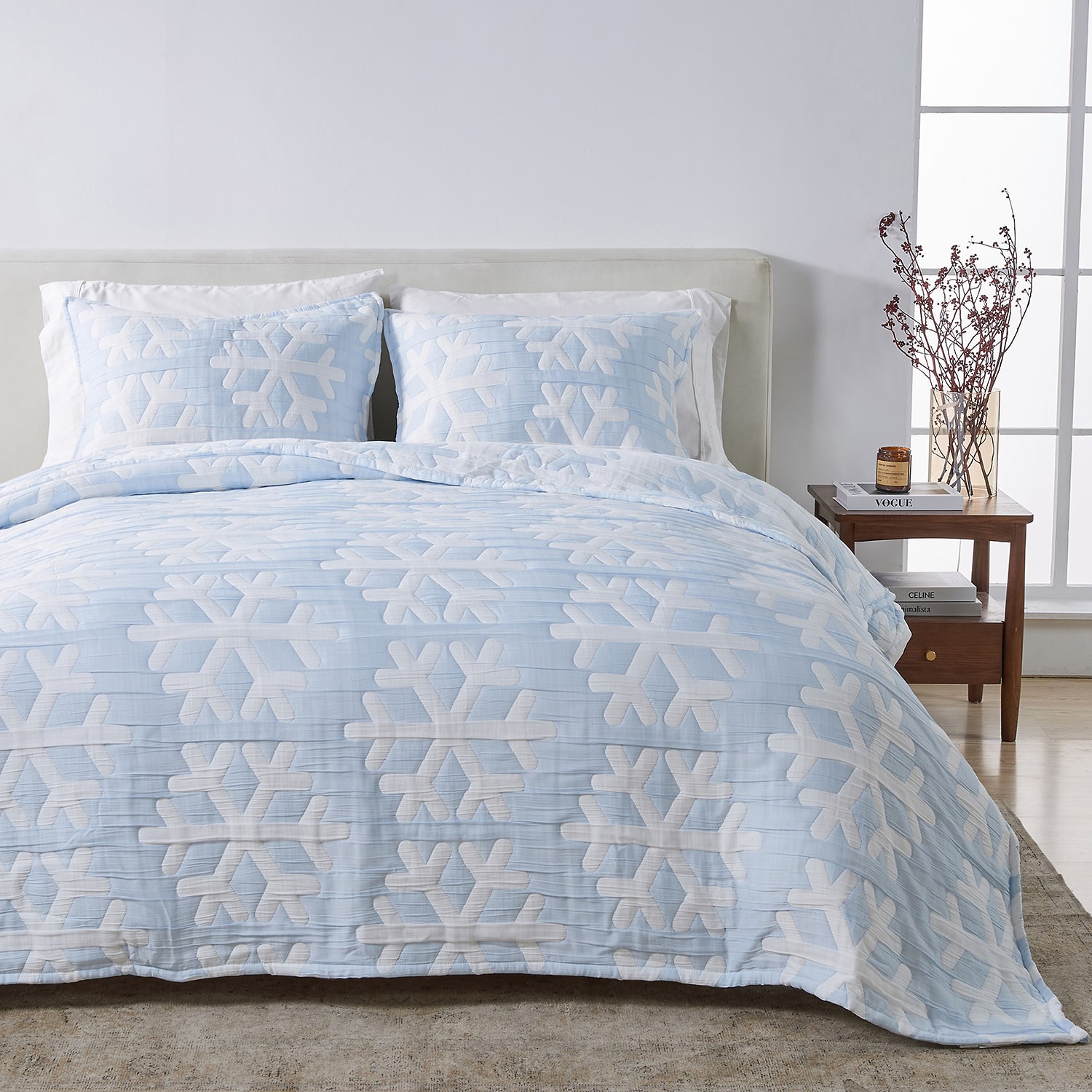 Linery Reversible Stitched Snowflake 3-pc. Quilt Set