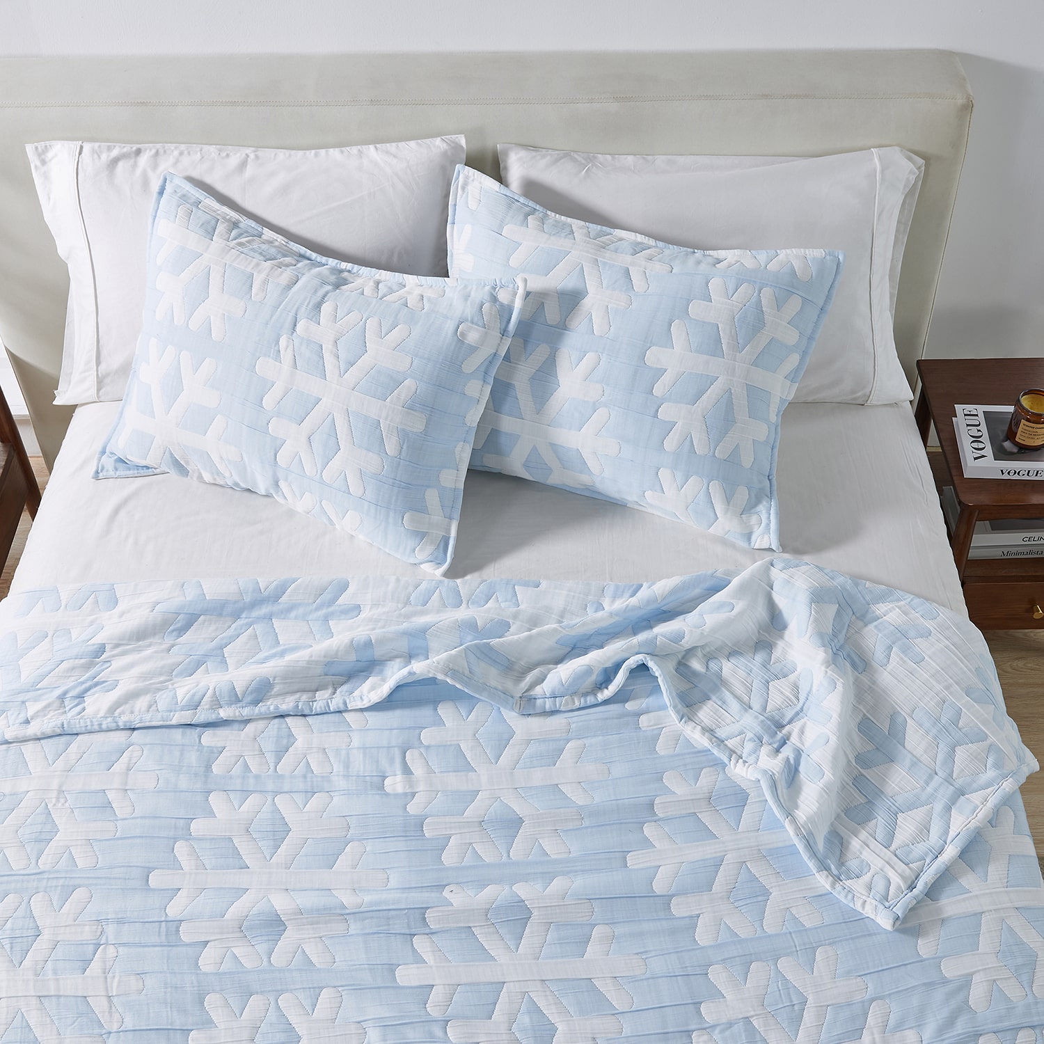Linery Reversible Stitched Snowflake 3-pc. Quilt Set
