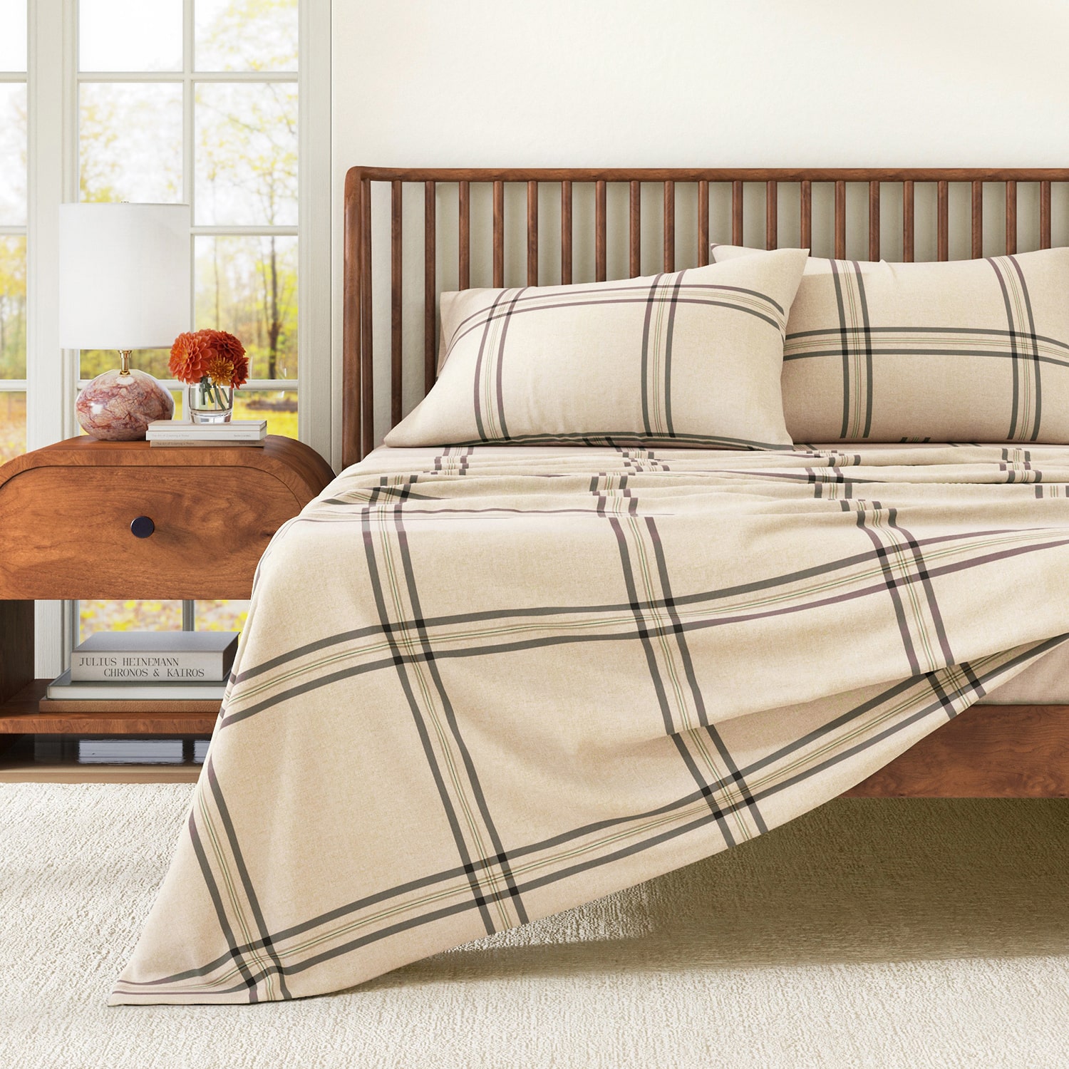 Linery 100% Turkish Cotton Plaid Flannel Sheet Set