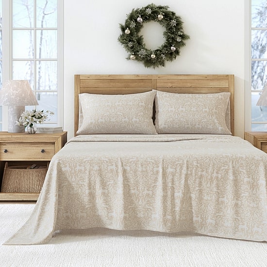 Linery 100% Turkish Cotton Holiday Flannel Sheet Set