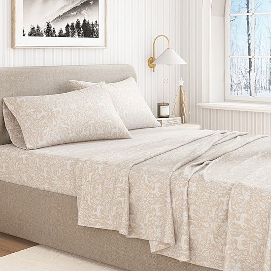 Linery 100% Turkish Cotton Holiday Flannel Sheet Set
