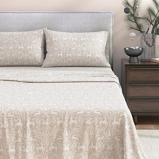 Linery 100% Turkish Cotton Holiday Flannel Sheet Set