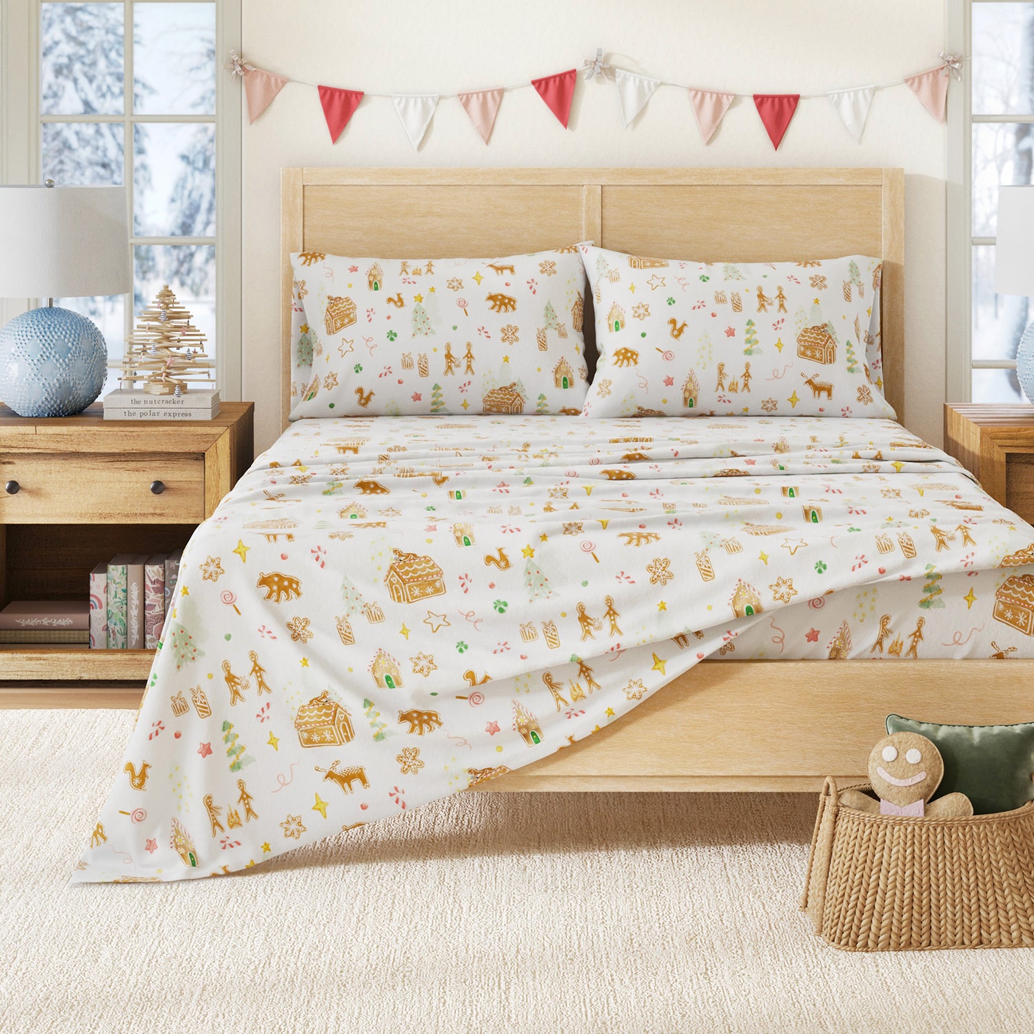 Linery 100% Turkish Cotton Christmas Flannel Sheet Set