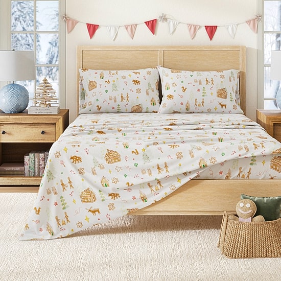 Linery 100% Turkish Cotton Christmas Flannel Sheet Set
