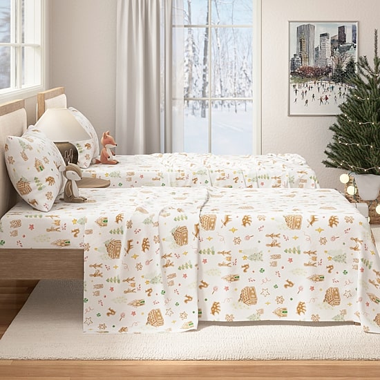 Linery 100% Turkish Cotton Christmas Flannel Sheet Set