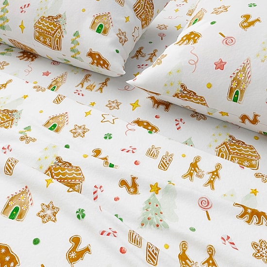 Linery 100% Turkish Cotton Christmas Flannel Sheet Set