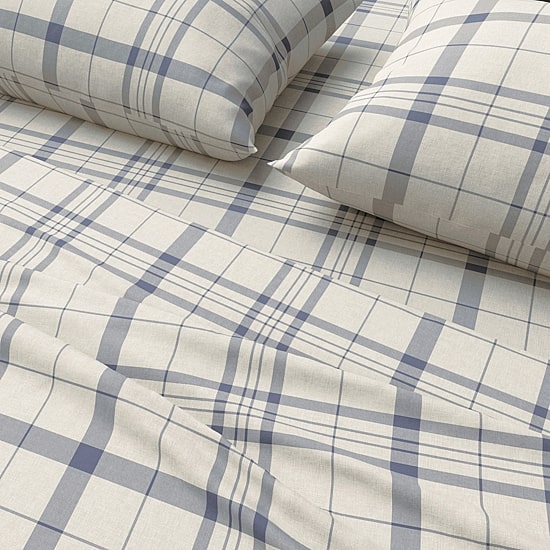 Linery 100% Turkish Cotton Plaid Flannel Sheet Set