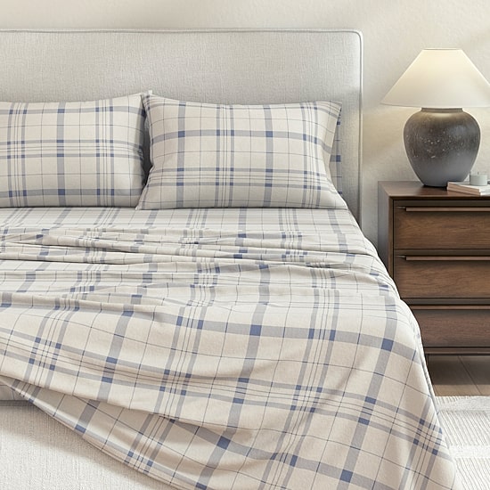 Linery 100% Turkish Cotton Plaid Flannel Sheet Set