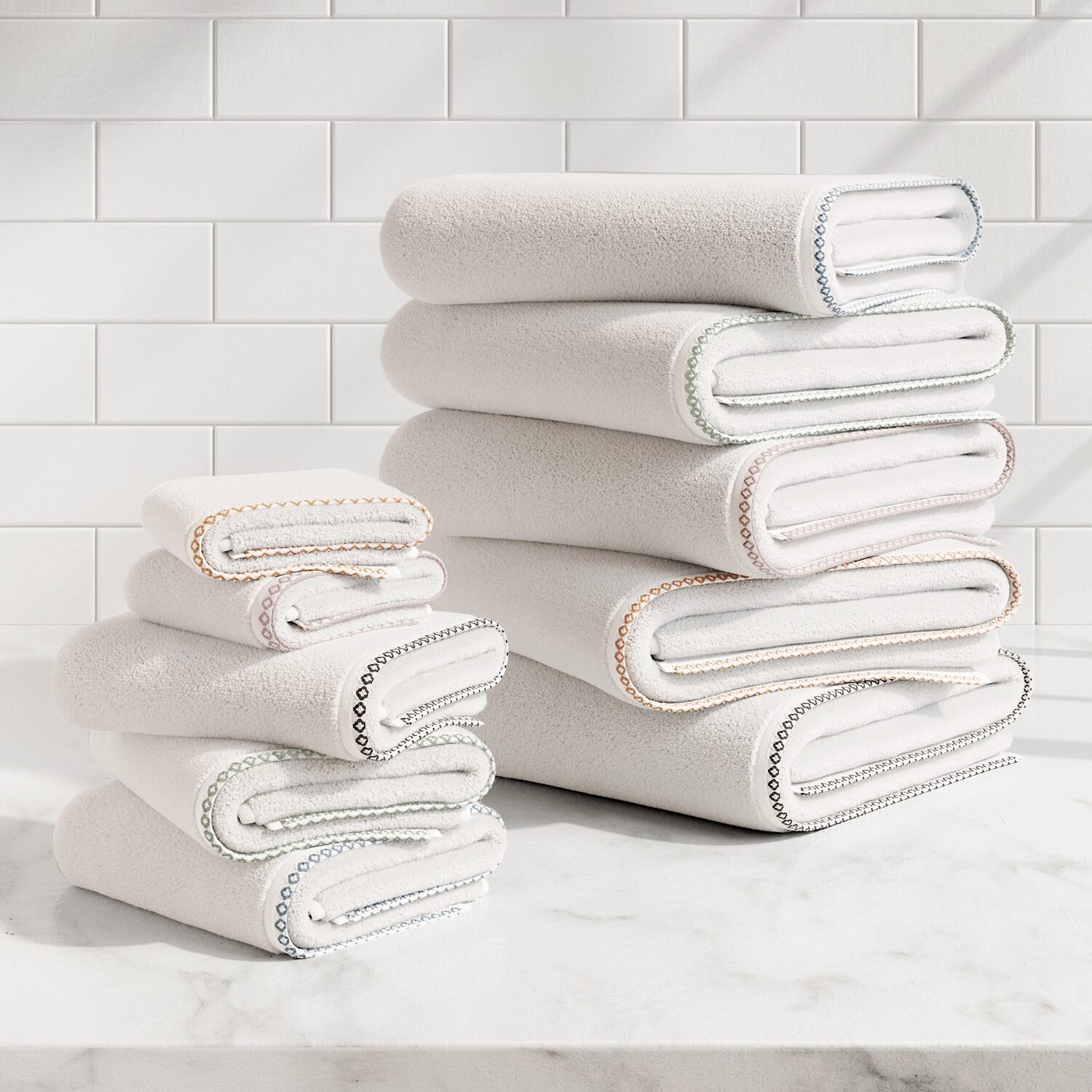 Linery Cotton And Decorative Bordered 6-pc. Quick Dry Bath Towel Set
