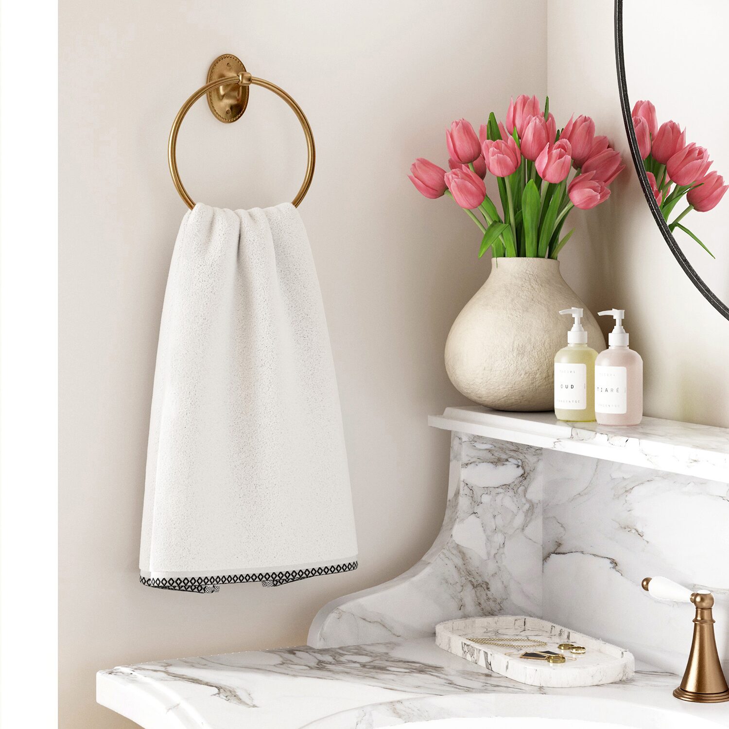 Linery Cotton And Decorative Bordered 6-pc. Quick Dry Bath Towel Set