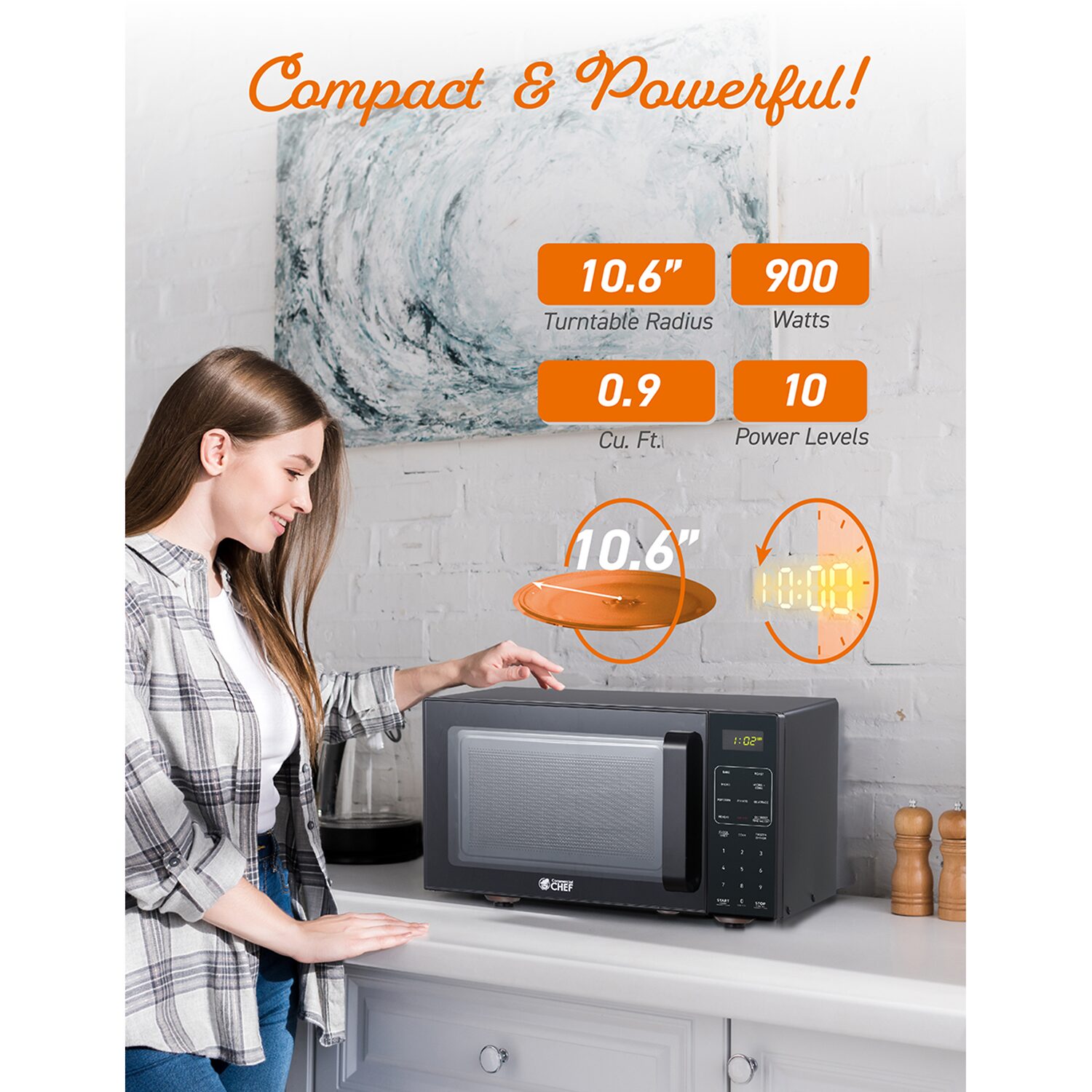Commercial Chef 0.9 Cu. Ft. Combo Countertop Microwave And 0.9 Cu Ft Air Fryer
