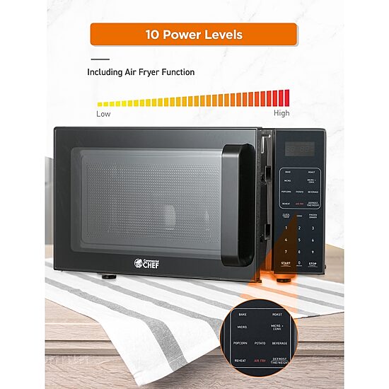 Commercial Chef 0.9 Cu. Ft. Combo Countertop Microwave And 0.9 Cu Ft Air Fryer