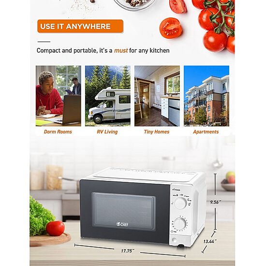 Commercial Chef 0.6-Cu. Ft. Countertop Microwave - White