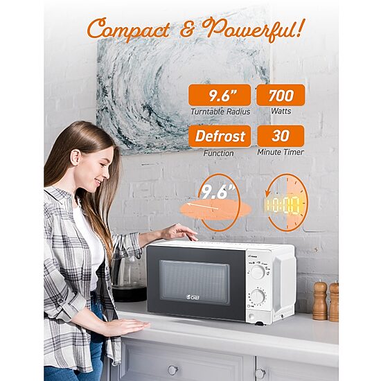 Commercial Chef 0.6-Cu. Ft. Countertop Microwave - White