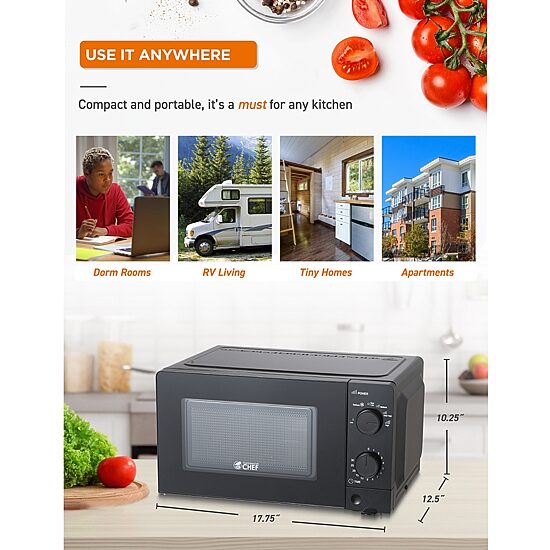 Commercial Chef 0.6-Cu. Ft. Countertop Microwave - Black