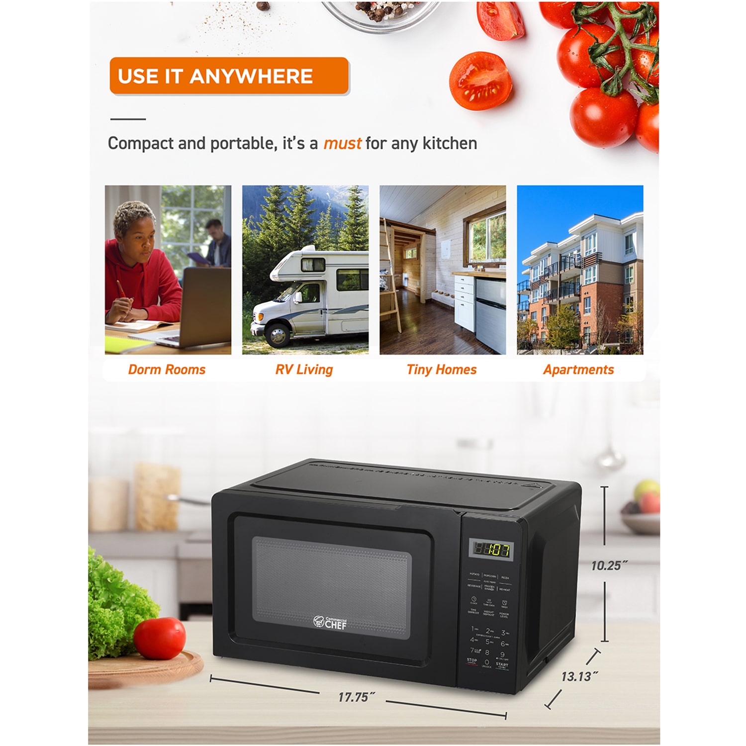 Commercial Chef 0.7-Cu. Ft. Countertop Microwave - Black
