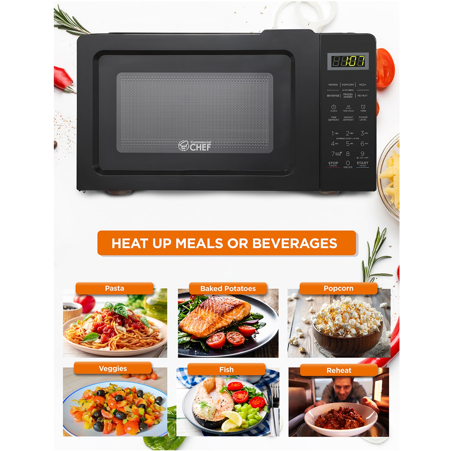 Commercial Chef 0.7-Cu. Ft. Countertop Microwave - Black
