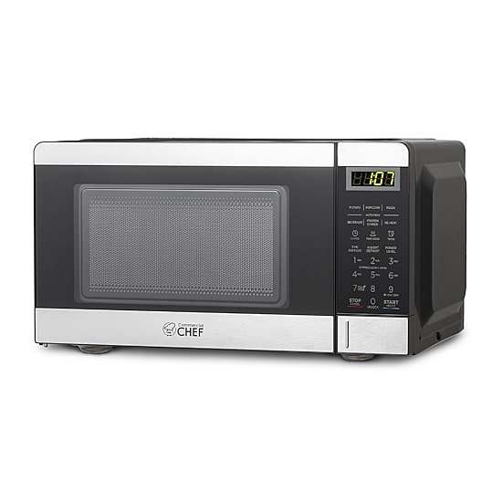 Commercial Chef 0.7-Cu. Ft. Countertop Microwave - Black with Stainless Steel Trim