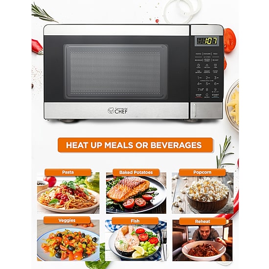 Commercial Chef 0.7-Cu. Ft. Countertop Microwave - Black with Stainless Steel Trim