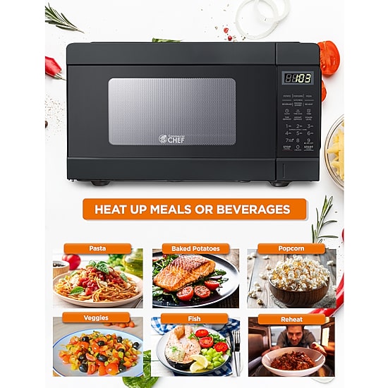 Commercial Chef 0.9-Cu. Ft. Countertop Microwave with Push Button Door Release - Black