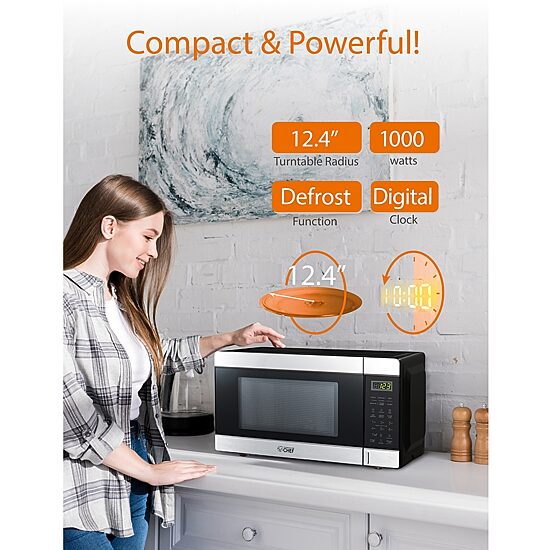 Commercial Chef 1.1-Cu. Ft. Countertop Microwave - Stainless Steel Front