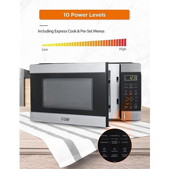 Commercial Chef 1.1-Cu. Ft. Countertop Microwave - Stainless Steel Front