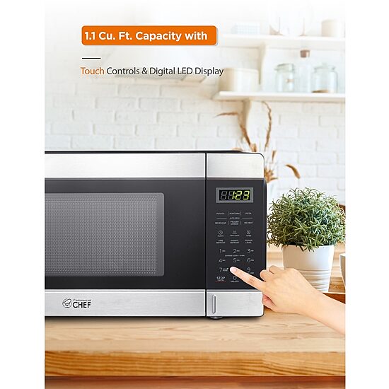 Commercial Chef 1.1-Cu. Ft. Countertop Microwave - Stainless Steel Front