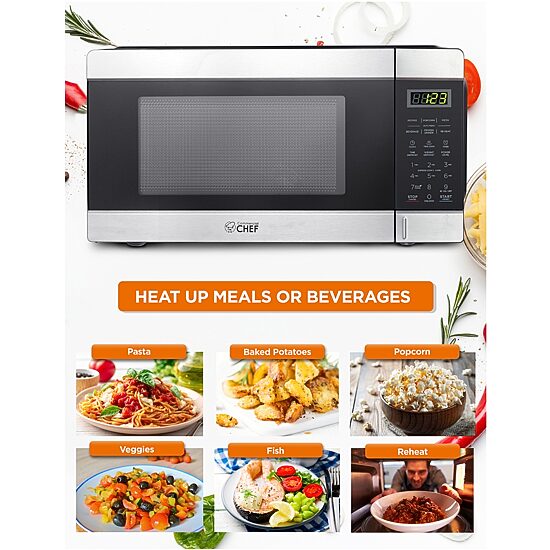 Commercial Chef 1.1-Cu. Ft. Countertop Microwave - Stainless Steel Front