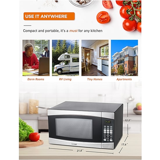Commercial Chef 1.4-Cu. Ft. Countertop Microwave - Stainless Steel Front