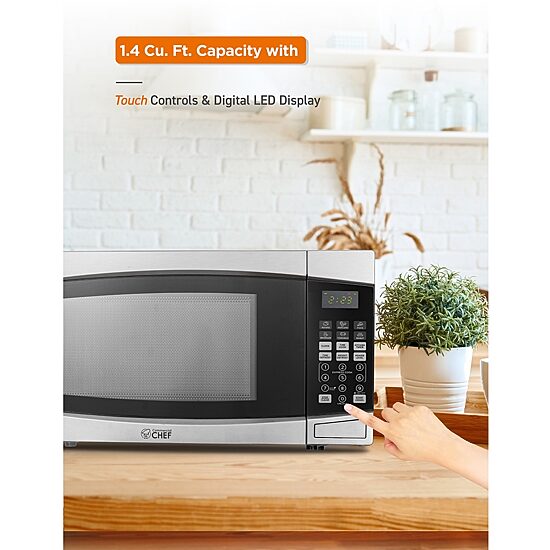 Commercial Chef 1.4-Cu. Ft. Countertop Microwave - Stainless Steel Front