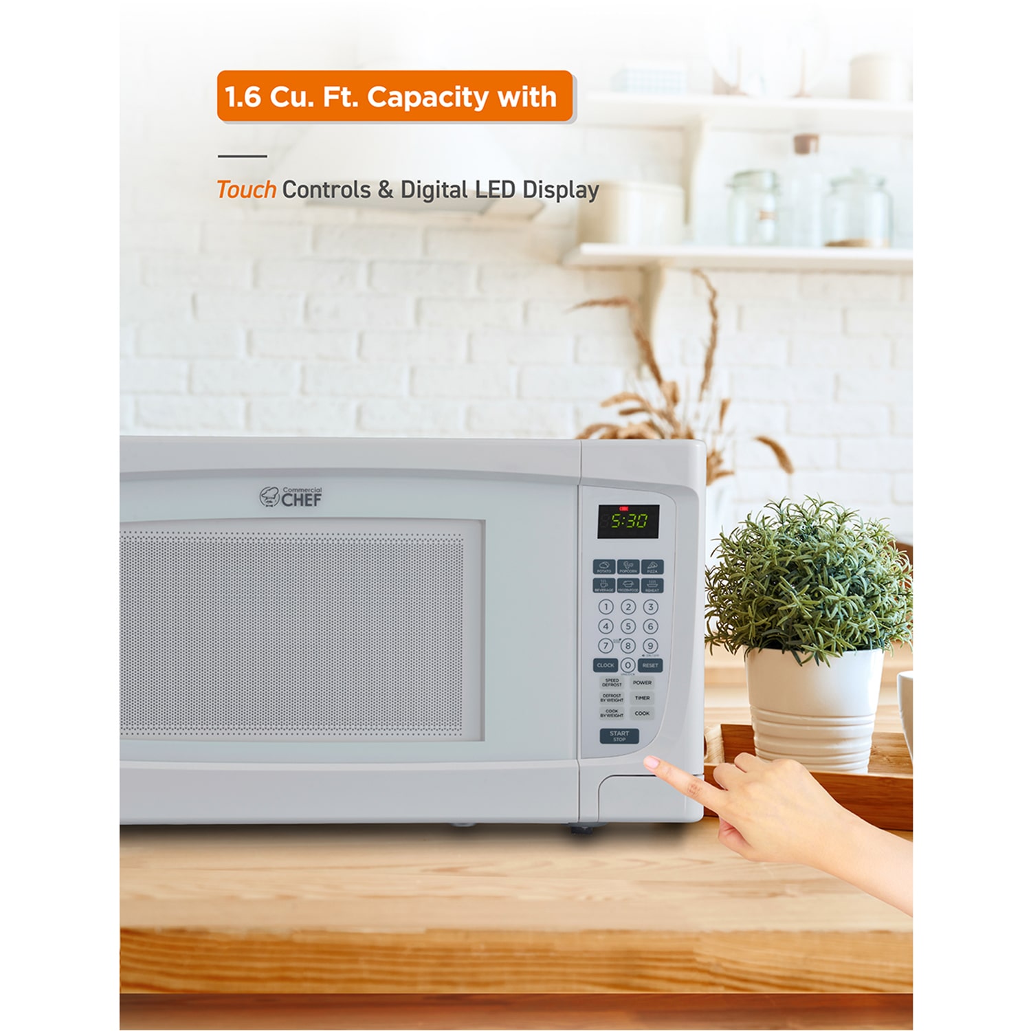 Commercial Chef 1.6-Cu. Ft. Countertop Microwave