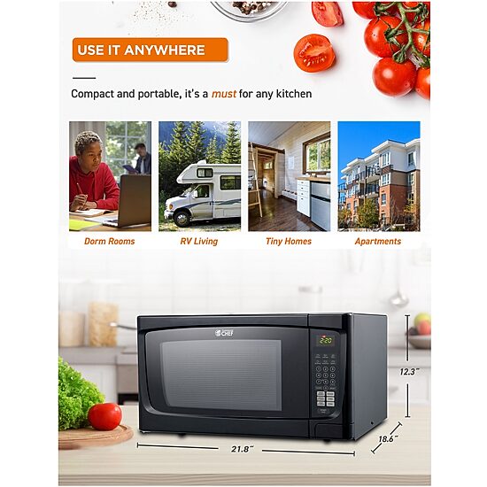 Commercial Chef 1.6-Cu. Ft. Countertop Microwave - Black