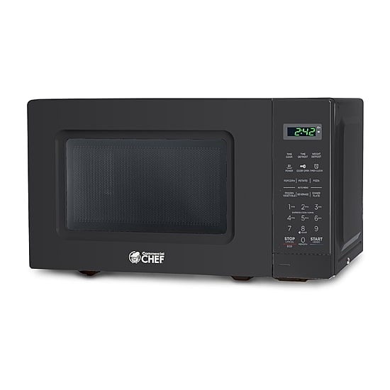 COMMERCIAL CHEF 0.7 Cu. Ft. Countertop Microwave with Digital Display Black Microwave with 10 Power Levels
