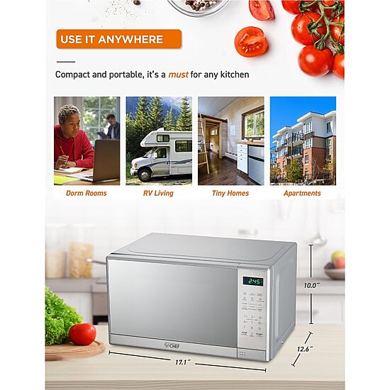 COMMERCIAL CHEF 0.7 Cu. Ft. Countertop Microwave with Digital Display with 10 Power Levels