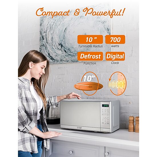 COMMERCIAL CHEF 0.7 Cu. Ft. Countertop Microwave with Digital Display with 10 Power Levels