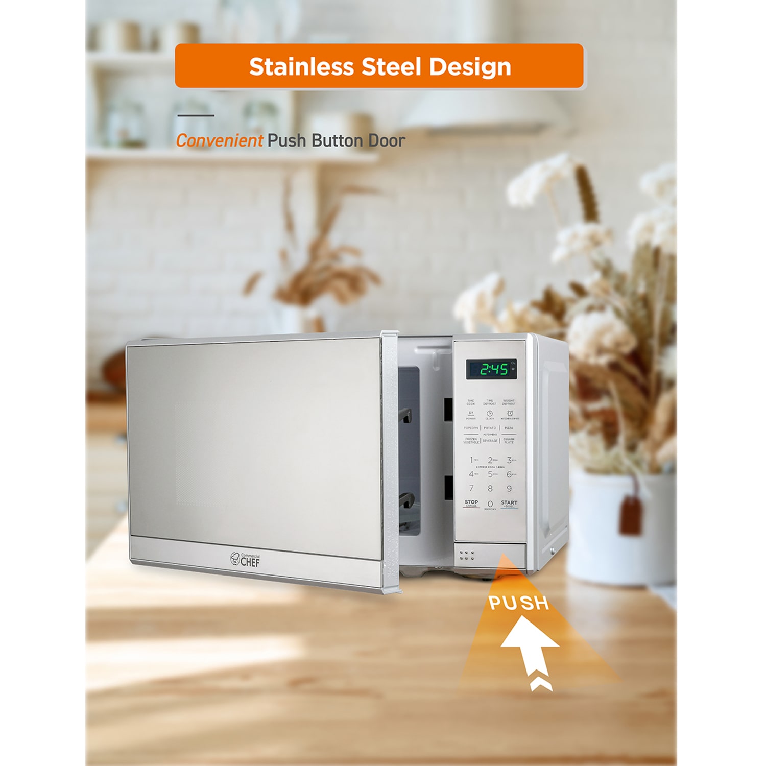 COMMERCIAL CHEF 0.7 Cu. Ft. Countertop Microwave with Digital Display with 10 Power Levels