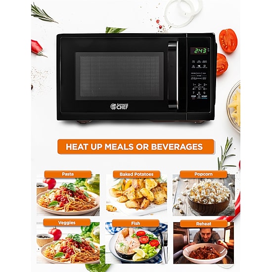 COMMERCIAL CHEF 0.9 Cu. Ft. Countertop Microwave with Touch Controls & Digital Display & 10 Power Levels