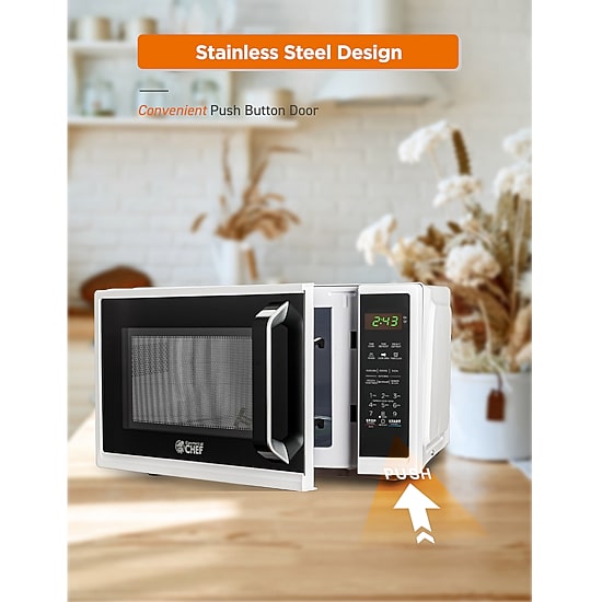 COMMERCIAL CHEF 0.9 Cu. Ft. Countertop Microwave with Digital Display White Microwave & 10 Power Levels
