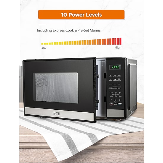 COMMERCIAL CHEF 0.9 Cu. Ft. Countertop Microwave with Touch Controls & Digital Display & 10 Power Levels