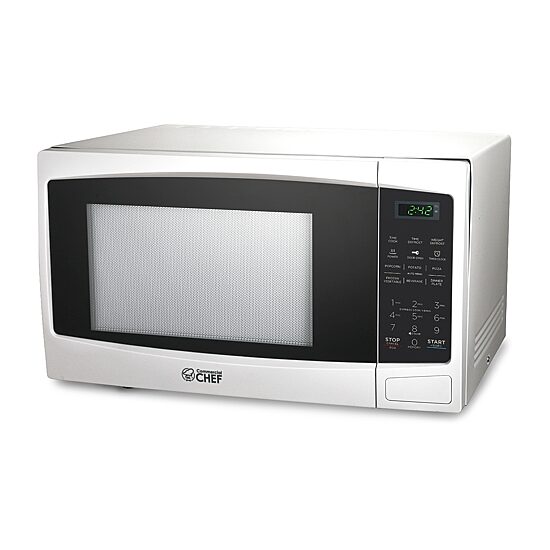 COMMERCIAL CHEF 1.1 Cu. Ft. Countertop Microwave with Digital Display White Microwave & 10 Power Levels