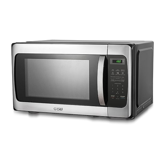 COMMERCIAL CHEF 1.1 Cu. Ft. Countertop Microwave with Digital Display Stainless Steel Microwave & 10 Power Levels