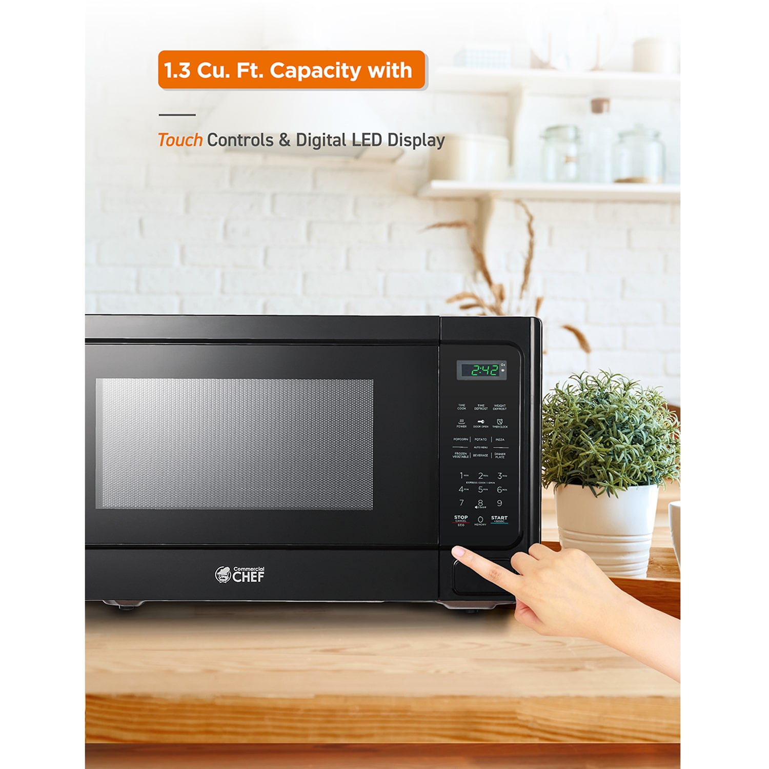 COMMERCIAL CHEF 1.3 Cu. Ft. Countertop Microwave with Digital Display Microwave & 10 Power Levels